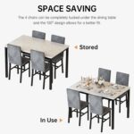 Hooseng Dining Table Set for 4 Faux Marble Kitchen Table and Chairs Set of 4,5 Piece with Velvet Upholstered Dinner Chairs for Compact Dining Room,Small Space,Grey - Image 5