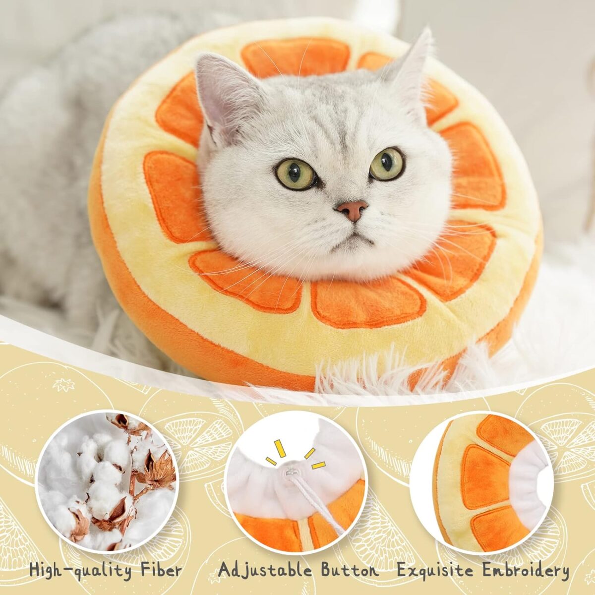 ANWA Adjustable Cat Cone Collar Soft, Cute Cat Donut Collar After Surgery, Kitten Recovery Cones to Stop Licking - Image 5