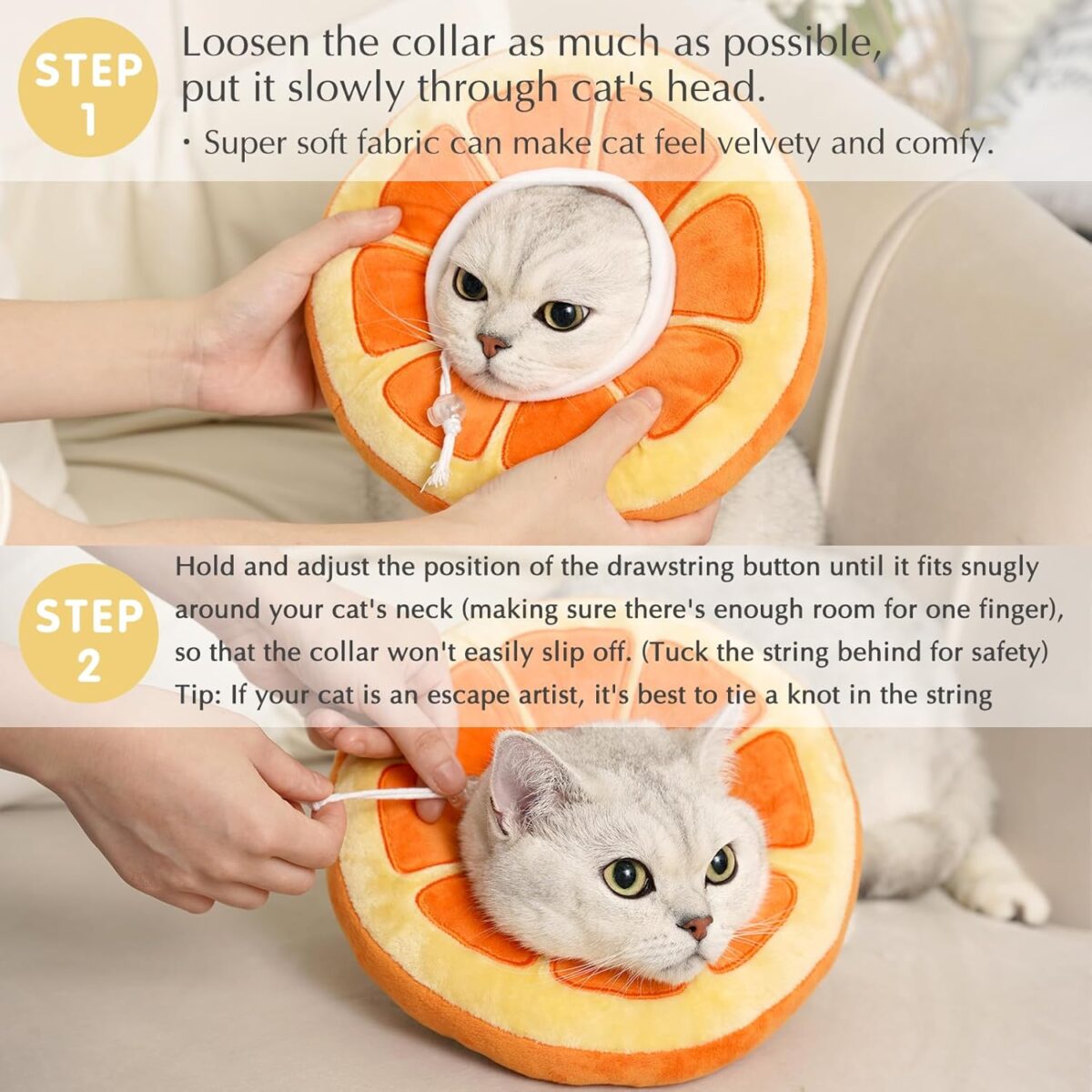 ANWA Adjustable Cat Cone Collar Soft, Cute Cat Donut Collar After Surgery, Kitten Recovery Cones to Stop Licking - Image 6
