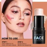 Face Highlight Stick, Cream Contour Sticks Shades with Highlighter & Blush, Non-greasy Long-wear Face Contouring Pen, Waterproof Shift-proof Lasting Glow Finish Highlighter Stick(#01) - Image 8