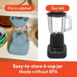 bella 10 Speed Countertop Blender, Juicer & Smoothie Maker, Fits-anywhere™ Kitchenware, Slim Flip & Store Design, Dishwasher Safe 48oz Capacity Pitcher & Lid, Stainless Steel Blade, 450 Watt, Surf - Image 4