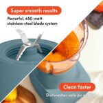 bella 10 Speed Countertop Blender, Juicer & Smoothie Maker, Fits-anywhere™ Kitchenware, Slim Flip & Store Design, Dishwasher Safe 48oz Capacity Pitcher & Lid, Stainless Steel Blade, 450 Watt, Surf - Image 6