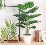 Der Rose 28" Tall Fake Plants Large Artificial Monstera Faux Potted Plants Indoor with White Pot for Home Office Living Room Decor - Image 3
