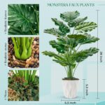 Der Rose 28" Tall Fake Plants Large Artificial Monstera Faux Potted Plants Indoor with White Pot for Home Office Living Room Decor - Image 5