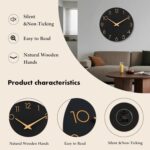 AKCISOT Wall Clock Modern Wall Clocks Battery Operated, Silent Non Ticking Clock Decorative for Kitchen, Bathroom, Bedroom (Black Gold) - Image 4