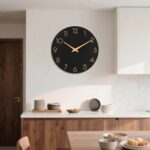 AKCISOT Wall Clock Modern Wall Clocks Battery Operated, Silent Non Ticking Clock Decorative for Kitchen, Bathroom, Bedroom (Black Gold) - Image 6