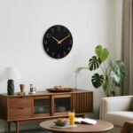 AKCISOT Wall Clock Modern Wall Clocks Battery Operated, Silent Non Ticking Clock Decorative for Kitchen, Bathroom, Bedroom (Black Gold) - Image 7
