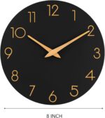 AKCISOT Wall Clock Modern Wall Clocks Battery Operated, Silent Non Ticking Clock Decorative for Kitchen, Bathroom, Bedroom (Black Gold) - Image 9