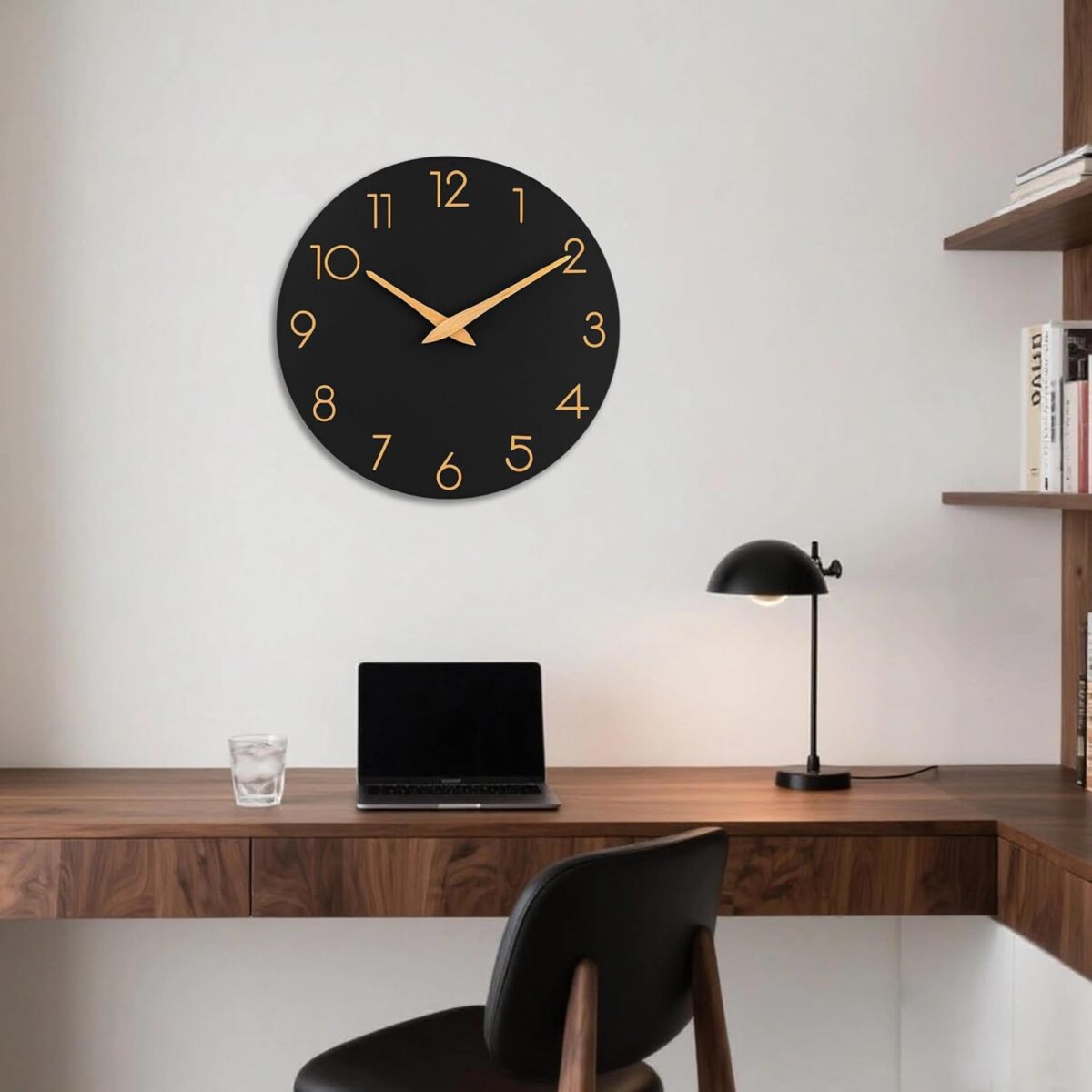 AKCISOT Wall Clock Modern Wall Clocks Battery Operated, Silent Non Ticking Clock Decorative for Kitchen, Bathroom, Bedroom (Black Gold) - Image 10