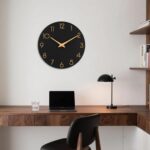 AKCISOT Wall Clock Modern Wall Clocks Battery Operated, Silent Non Ticking Clock Decorative for Kitchen, Bathroom, Bedroom (Black Gold) - Image 10