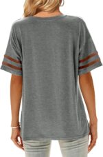 Angerella Womens Color Block Tops 2025 Summer Striped Short Sleeve T-Shirt Casual Crewneck Tunic Blouses Loose Fitted - Image 7