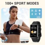 Fitness Trackers, 1.47 Inch Smartwatch, Touchscreen Activity Tracker with Thin Smartband Design, 5ATM Waterproof Fitness Watch Blood Oxygen Heart Rate Monitor for Android/iOS (Pink) - Image 3