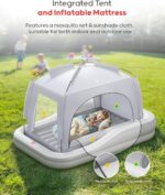 QPAU Inflatable Toddler Travel Bed with Tent, Baby Crib Tent, Portable Kids Air Mattress with Safety Bumpers, Ideal for Home, Grandma's, Camping, Traveling -Includes Fast Electric Pump - Image 3