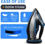 Xabitat Luxury Cordless Iron | 1500W Steam Iron | Anti Drip | Thermal Protection Technology | Nonstick Ceramic Soleplate | 2-in-1 Cord/Cordless | Adjustable & Vertical Steam Controller | Auto Shut-Off - Image 9