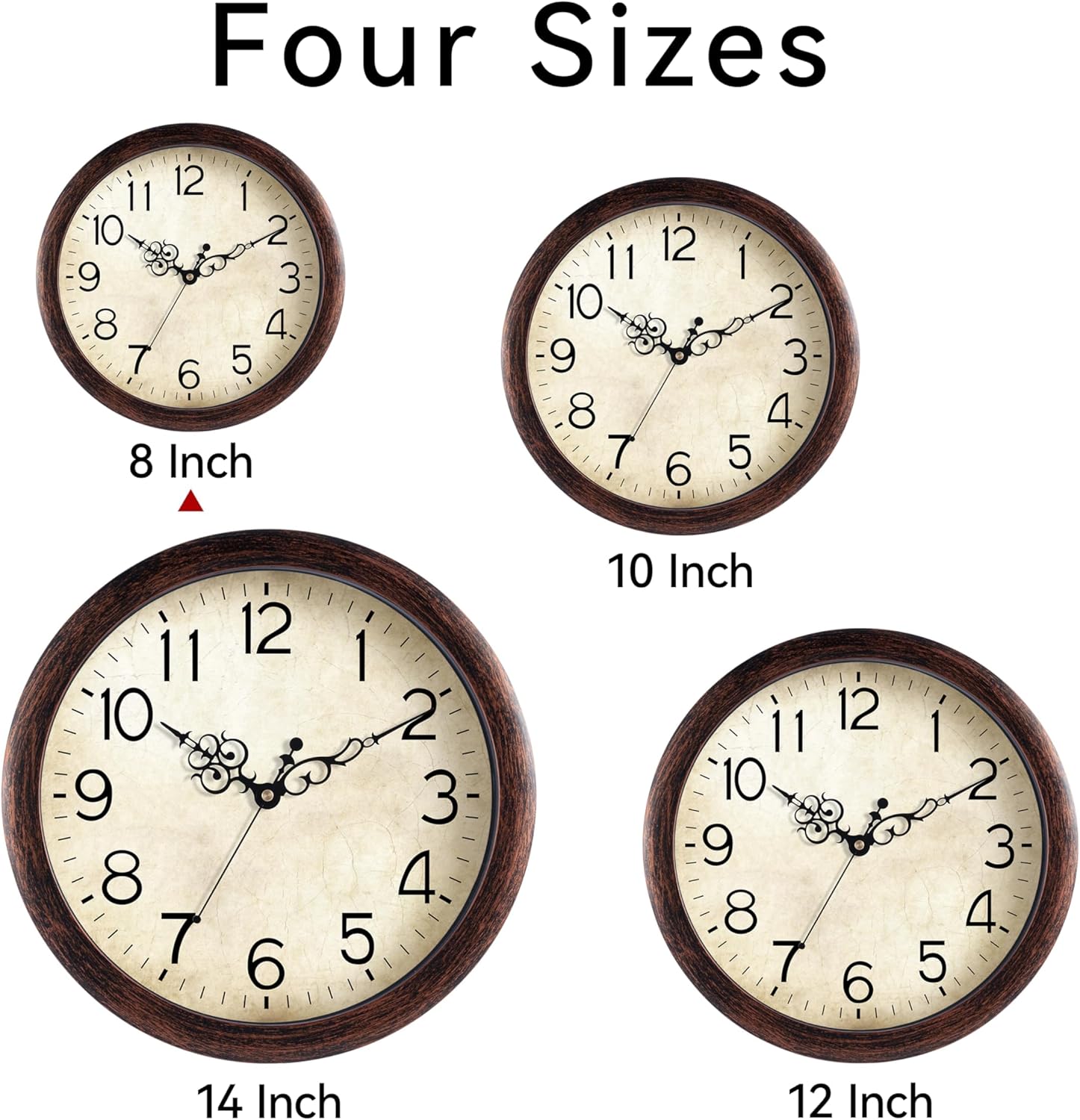 Wall Clock, Vintage Wall Clocks Battery Operated Quartz Silent Non-Ticking 8 Inch Retro Rustic Style Clock Decorative for Kitchen,Bathroom Home Office (Bronze) - Image 3