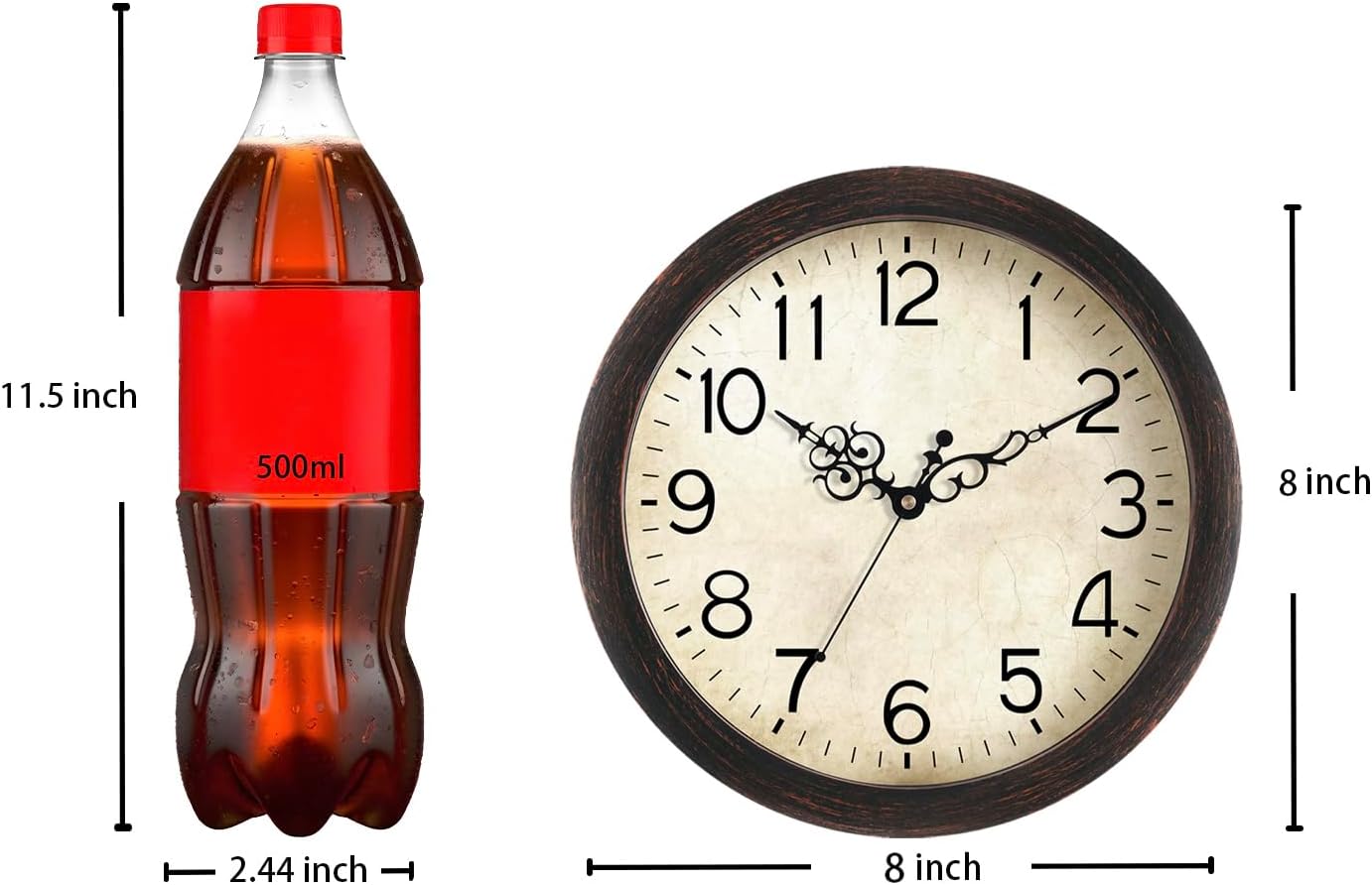 Wall Clock, Vintage Wall Clocks Battery Operated Quartz Silent Non-Ticking 8 Inch Retro Rustic Style Clock Decorative for Kitchen,Bathroom Home Office (Bronze) - Image 5