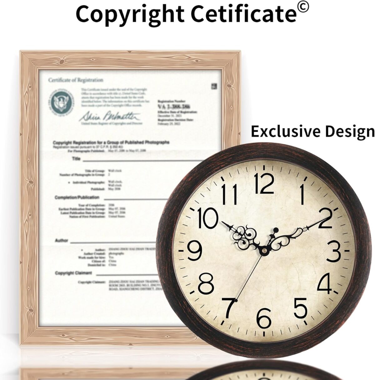 Wall Clock, Vintage Wall Clocks Battery Operated Quartz Silent Non-Ticking 8 Inch Retro Rustic Style Clock Decorative for Kitchen,Bathroom Home Office (Bronze) - Image 8