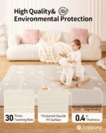 Baby Play Mat 79x 71 Inch, Extra Large Foldable Play Mats for Babies and Toddlers, Waterproof & Anti-Slip Portable Baby Floor Mat for Tummy Time, Non Toxic Foam Play Mat for Floor Travel Bag - Image 4