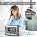 WallarGe Atomic Clock with Outdoor and Indoor Temperature - 12.5 Inch Self-Setting Digital Clock Large Display, Battery Operated Wall Clocks or Desk Clocks for Bedroom, Livingroom, Office - Image 6