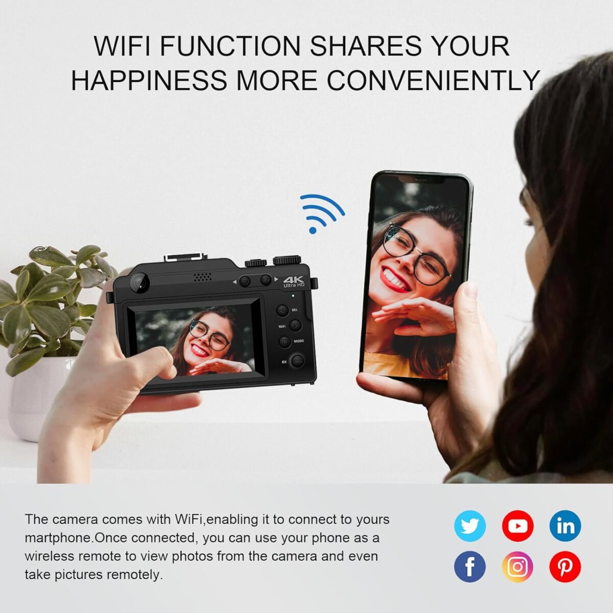 Yatao Digital Camera with WiFi, 64MP Photography and 4K 5K Vlogging Camera Kit for YouTube, Front and Rear Dual Camera for Convenient Selfie, Equipped with 64GB Micro Card - Image 5