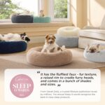 Bedsure Calming Dog Bed Medium Size Dog - Donut Washable Medium Pet Bed, 30 inches Anti-Slip Round Fluffy Plush Faux Fur Cat Bed, Fits up to 45 lbs Pets, Camel - Image 3