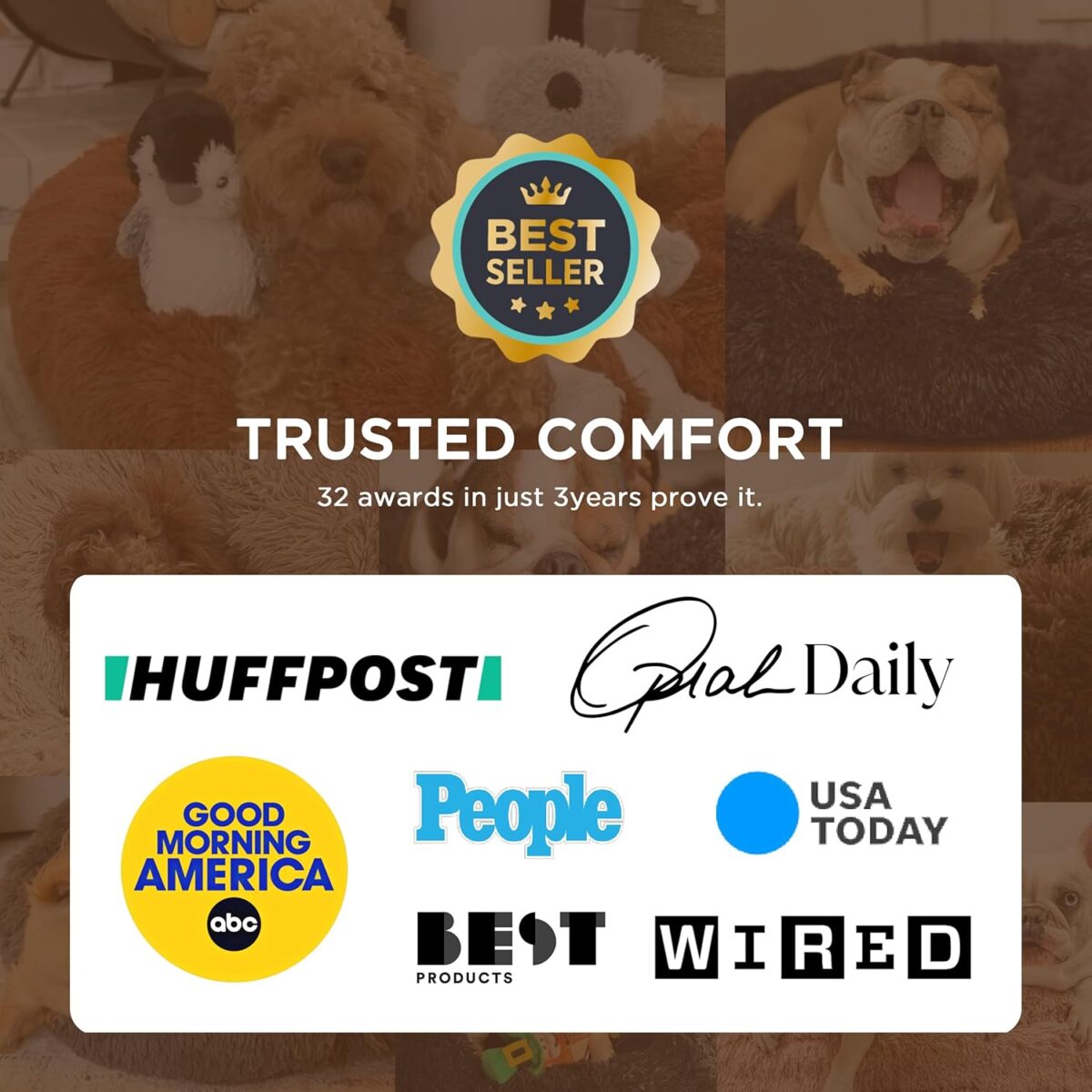 Bedsure Calming Dog Bed Medium Size Dog - Donut Washable Medium Pet Bed, 30 inches Anti-Slip Round Fluffy Plush Faux Fur Cat Bed, Fits up to 45 lbs Pets, Camel - Image 6