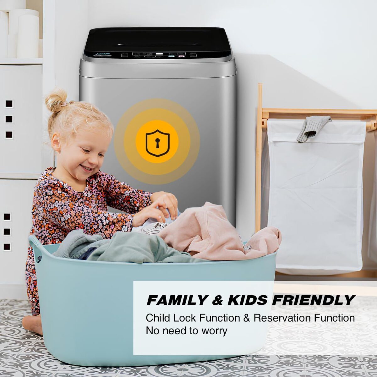 Portable Washing Machine 2.3 Cu. Ft. Full-Automatic Compact Washer Machine for Apartment, 10 Wash Program Small Portable Washer for Dorm, Apartment, RV, Home, Silver - Image 7