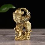 BRABUD Resin Money Fish with Waves Statue Feng Shui Wealth Carp Good Fortune Lucky Figurine Home Office Shop Decoration TQGJBS90 - Image 4