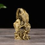 BRABUD Resin Money Fish with Waves Statue Feng Shui Wealth Carp Good Fortune Lucky Figurine Home Office Shop Decoration TQGJBS90 - Image 5