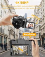 2024 Upgrade VJIANGER Digital Camera for Photography Vlogging Camera for YouTube with WiFi, 180° Flip Screen, 16X Digital Zoom, 52mm Lens, 2 Batteries, 32GB Micro SD Card(Black) - Image 4