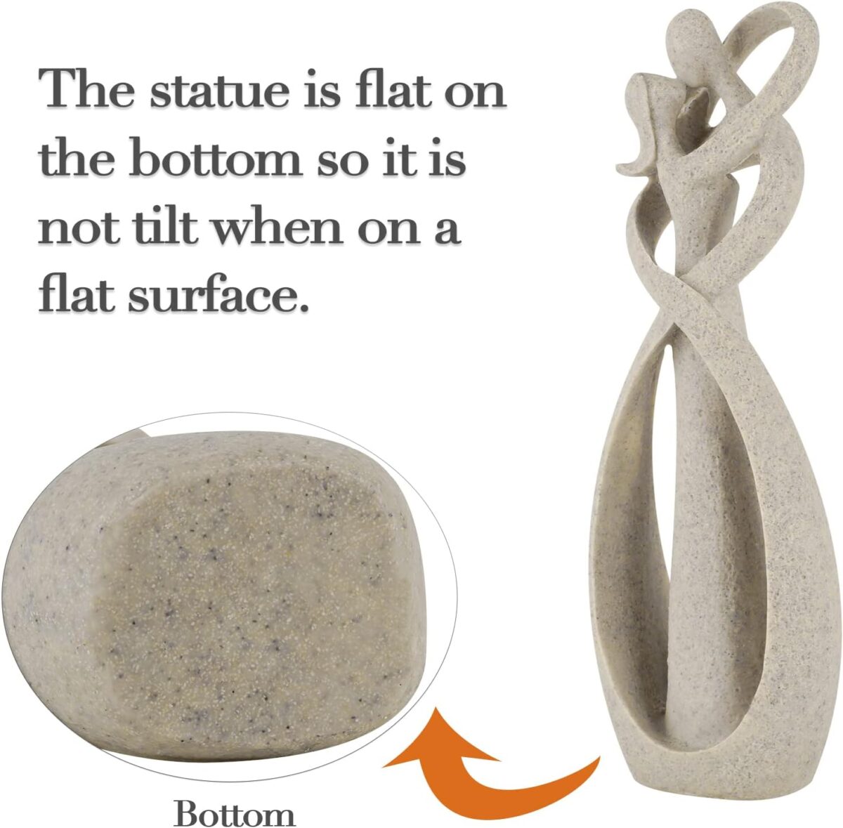 Trycooling Kissing Lovers Statue Abstract Sculpture Resin Statues for Home Decor Modern Home Office Desktop Shelf Bookshelf Decor (Sandstone) - Image 4