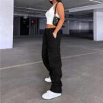 Lepunuo Cargo Pants for Women High Waisted Casual Pants Baggy Stretchy Wide Leg Y2K Streetwear with 6 Pockets - Image 4