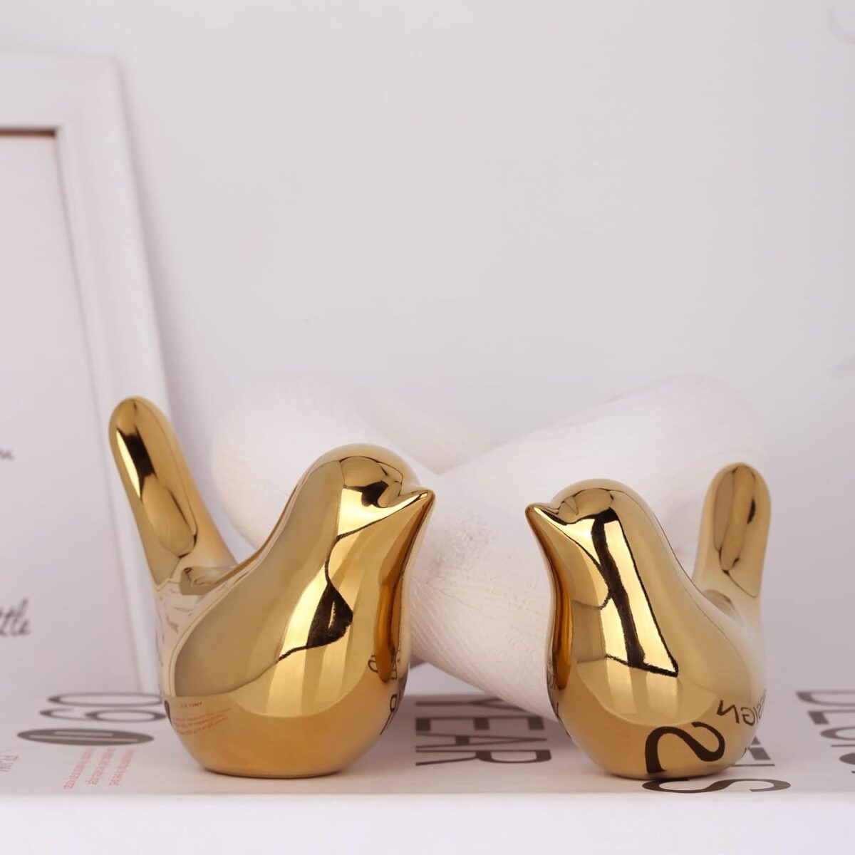 XMGZQ 2 Pcs Gold Decor Accents,Small Animal Statues,Modern Home Decorative, Birds Sculpture, Ornaments for Shelf, Bookshelf, Coffee Table,Knick Knacks Home Decor for Shelves(Gold Bird) - Image 5