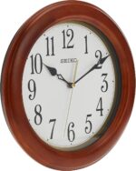 SEIKO 12 Inch Round Wood Classic Wall Clock, White,Brown - Image 4