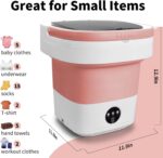 Portable Washing Machine, Mini 16L Foldable Washer and Dryer with 3 Modes Deep Cleaning, Upgraded Small Collapsible Laundry for Hotel, Apartment, Home and Travel - Pink - Image 3