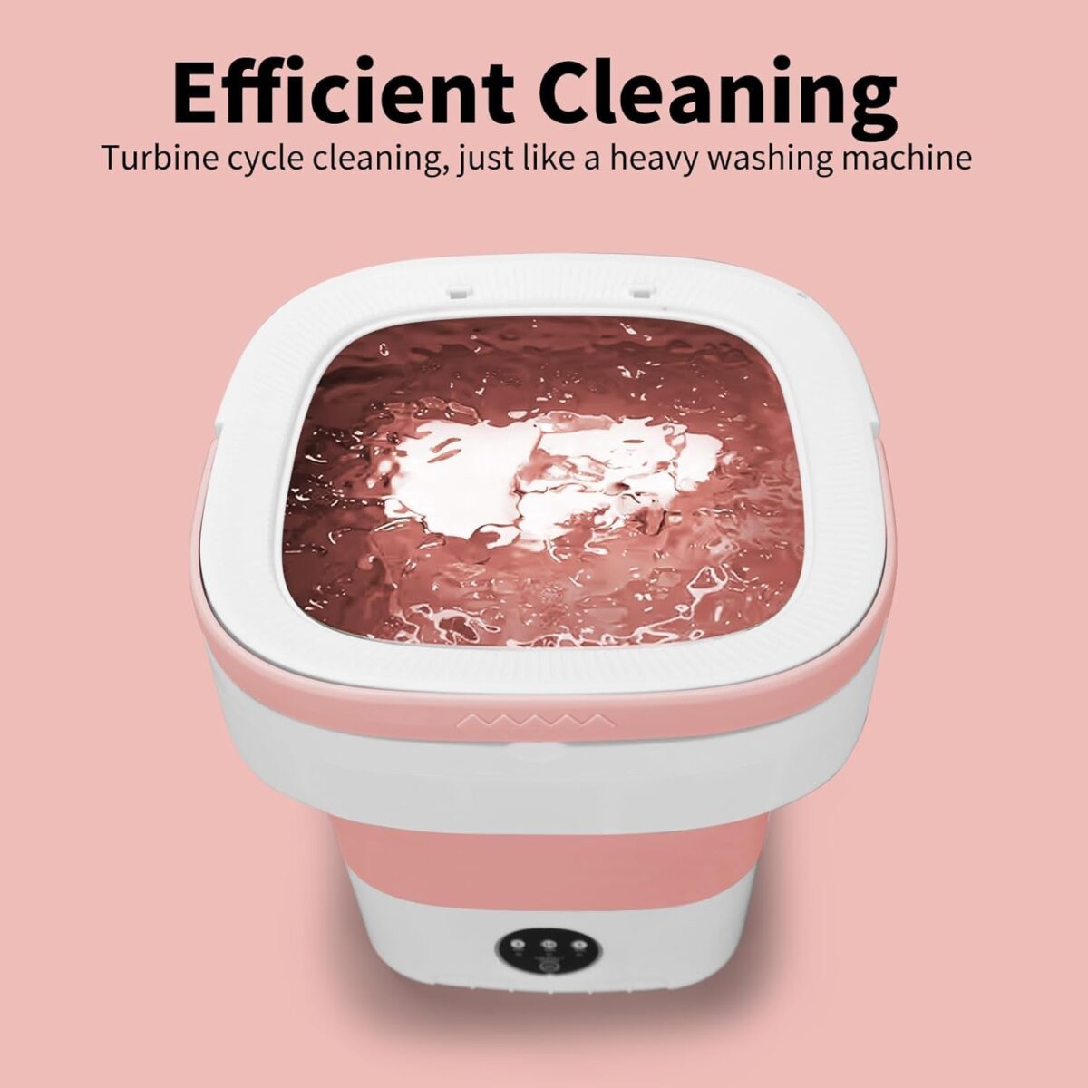 Portable Washing Machine, Mini 16L Foldable Washer and Dryer with 3 Modes Deep Cleaning, Upgraded Small Collapsible Laundry for Hotel, Apartment, Home and Travel - Pink - Image 8