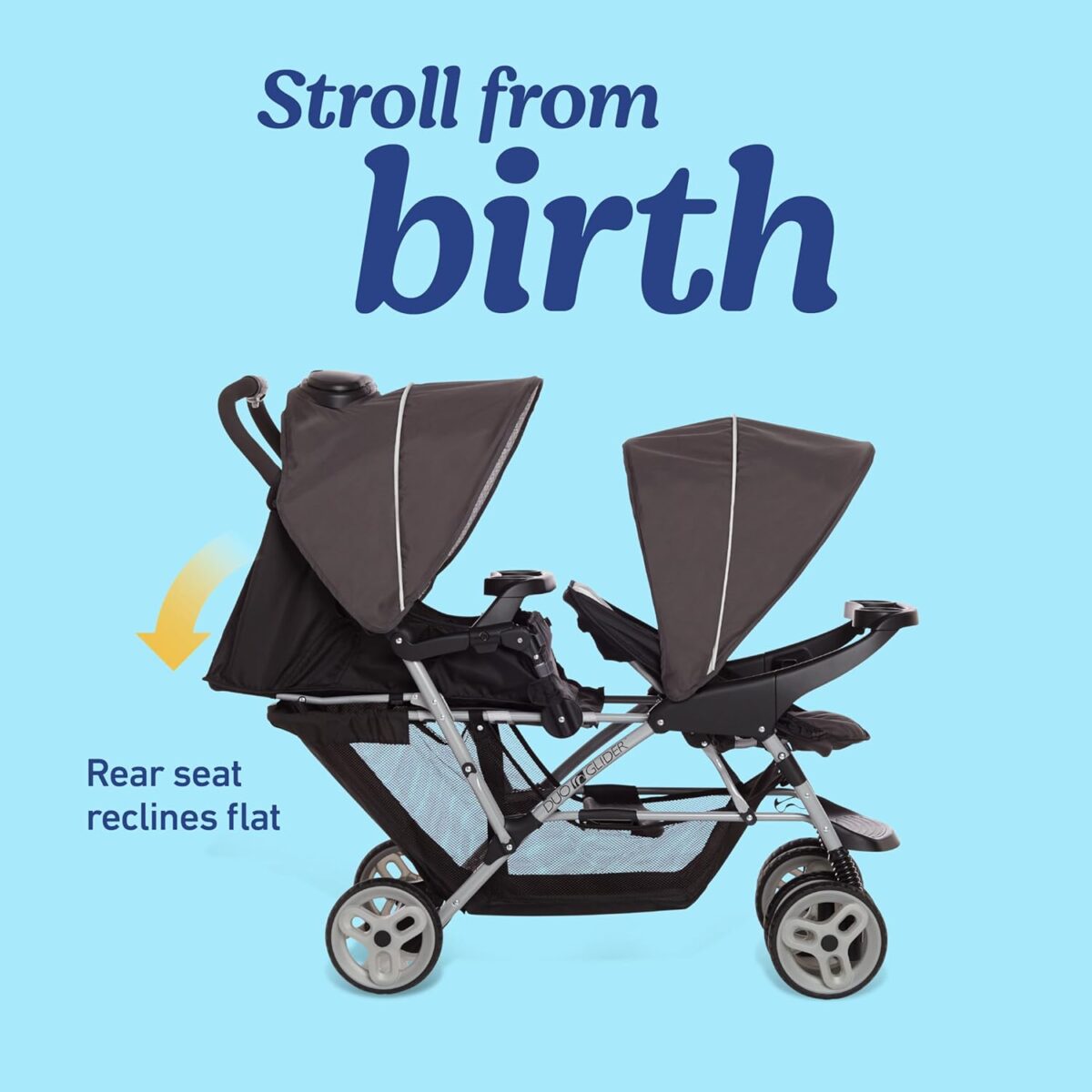 Graco DuoGlider Double Stroller | Lightweight Double Stroller with Tandem Seating, Glacier - Image 5