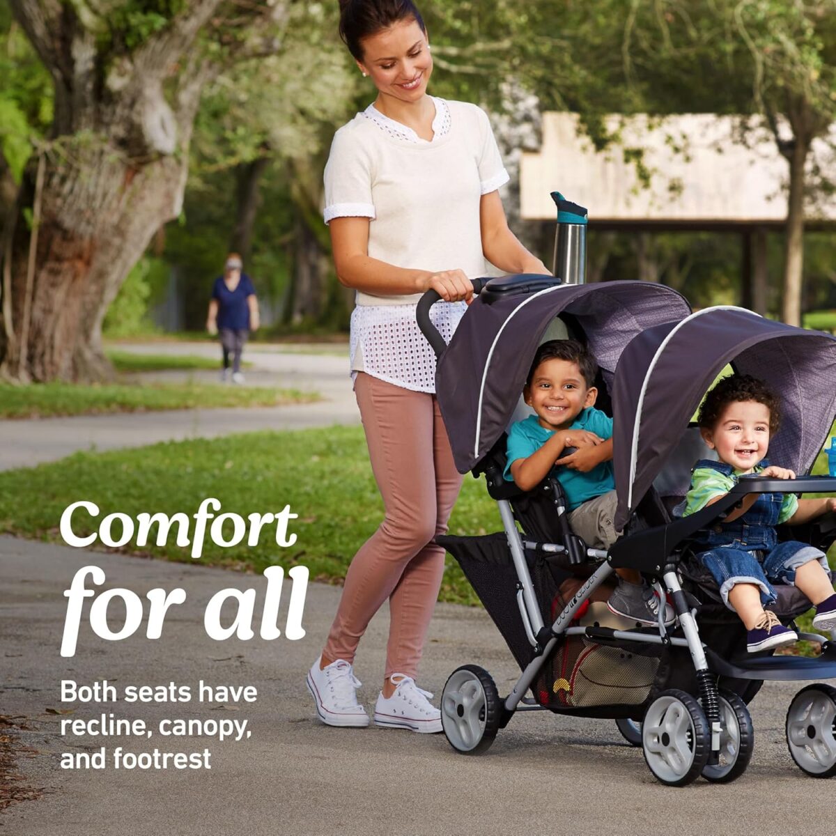 Graco DuoGlider Double Stroller | Lightweight Double Stroller with Tandem Seating, Glacier - Image 6