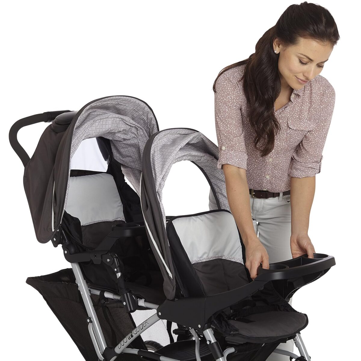 Graco DuoGlider Double Stroller | Lightweight Double Stroller with Tandem Seating, Glacier - Image 11
