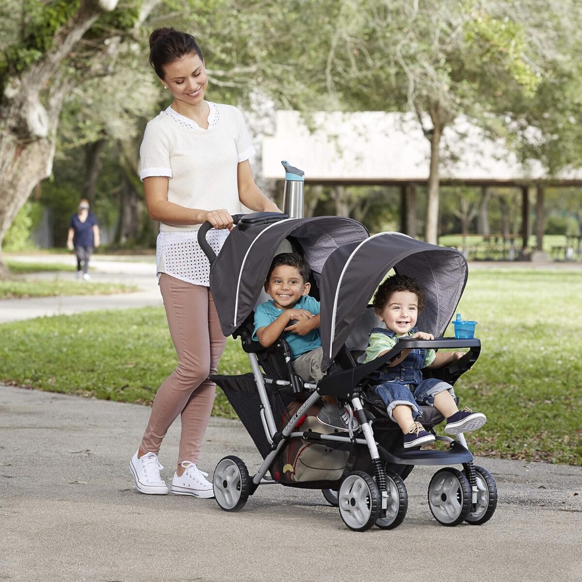 Graco DuoGlider Double Stroller | Lightweight Double Stroller with Tandem Seating, Glacier - Image 13
