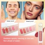 Liquid Blush Stick For Cheeks, Soft Velvet Cream Face Cheek Tint, Natural Matte Pink Red Blush Skin Tint, Waterproof Long Lasting Dewy Makeup, Moisturizing Lightweight Blendable (2#) - Image 4