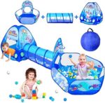 PigPigPen 3 in 1 Kids Play Tent with Tunnel, Ball Pit, Basketball Hoop for Boys & Girls, Toddler Pop Up Playhouse Toy Baby Indoor/Outdoor, Gift Year Old Child (3 Tent) - Image 3