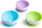Munchkin Stay Put Suction Bowls for Baby and Toddler, 3 Pack, Blue/Green/Purple - Image 9