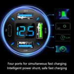 Car Charger 66W Super Fast Charging with USB PD&QC 3.0(Voltmeter&LED Lights) Universal Quick Charge for 12-24V Car Cigarette Lighter Plug,Compatible with iPhone 14 13 12,S22 S21 S20,iPad(Black) - Image 5