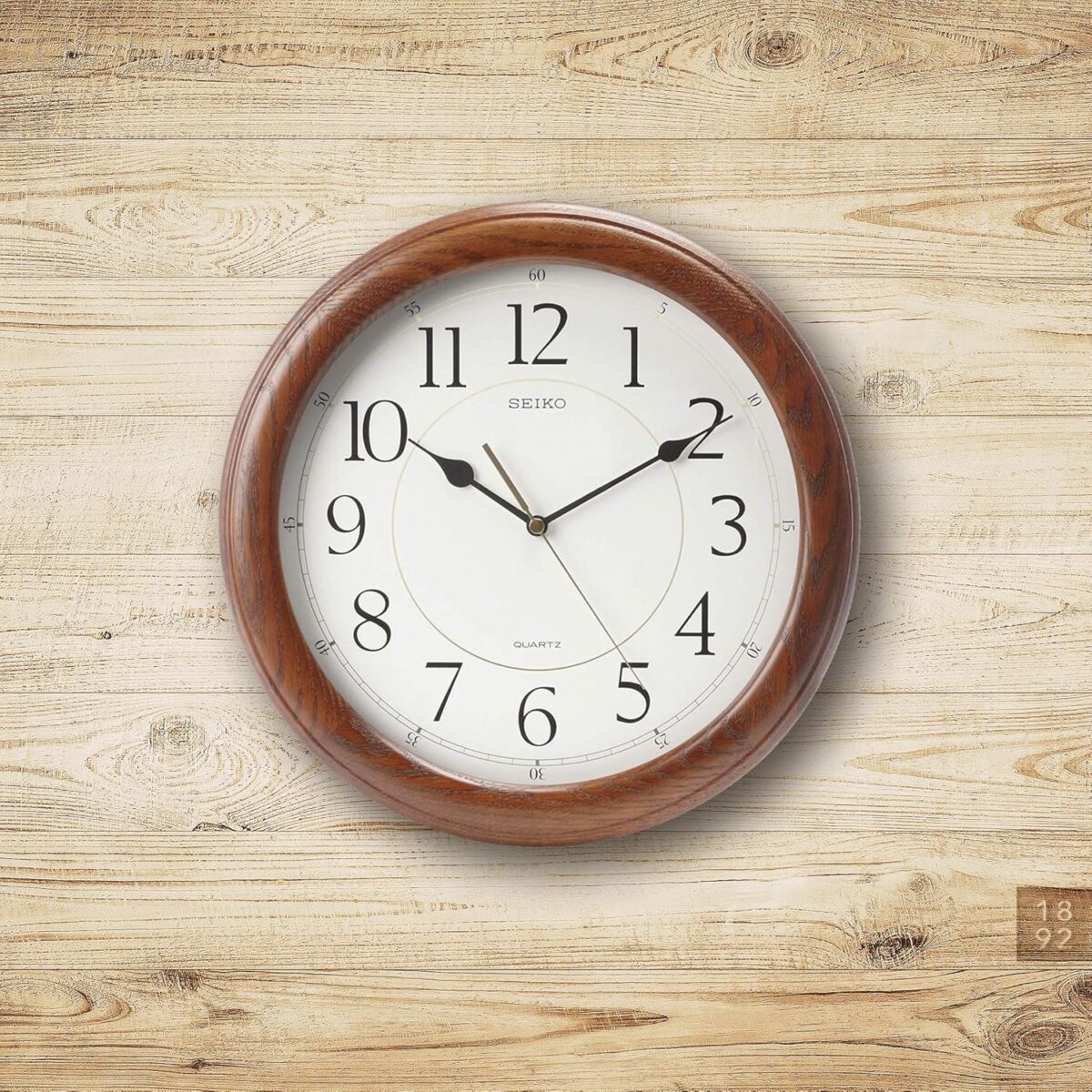 Seiko Wall Clock Quiet Sweep Second Hand Dark Brown Solid Oak Case - Image 3