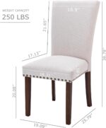 COLAMY Upholstered Dining Chairs Set of 4, Parsons Style Linen Beige Accent Chairs with High Back, for Round Kitchen Table or Small Dining Room – Comfortable & Stylish - Image 3