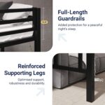 Allewie Metal Loft Bed Twin Size with Guardrail and Ladder, Small Space Saving Design for Bedroom Kid Room and Dorm, No Box Spring Needed, Black - Image 5