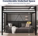 Allewie Metal Loft Bed Twin Size with Guardrail and Ladder, Small Space Saving Design for Bedroom Kid Room and Dorm, No Box Spring Needed, Black - Image 6