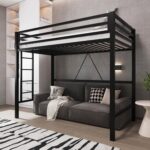 Allewie Metal Loft Bed Twin Size with Guardrail and Ladder, Small Space Saving Design for Bedroom Kid Room and Dorm, No Box Spring Needed, Black - Image 7