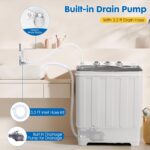 Portable Washing Machine Twin Tub - 28lbs Compact Washer(18lbs) and Dryer(10lbs) Combo with Drain Pump - Mini Laundry Machine for Apartments, Dorms, RVs, and Camping - Grey - Image 3